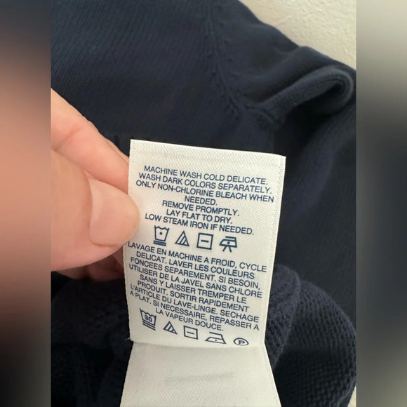 Lands End Girls Navy Ribbed Fisherman Knit Classic Sweater NWT Size M 10/12 - Picture 7 of 8